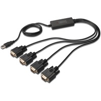 USB 2.0 - 4x RS-232 Noir, Adaptateur