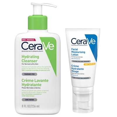 Duo Crème Lavante Hydratante et Crème Hydratante Visage (Matin) CeraVe