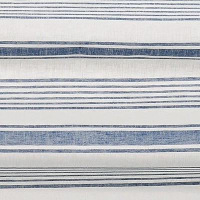 Tissu épais rayures horizontales Baya écru et bleu