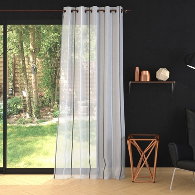 Tissu voile blanc à rayures