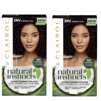Clairol Natural Instincts Semi-Permanent No Ammonia Vegan Hair Dye Duo (Various Shades) - 2Rv Burgundy Black