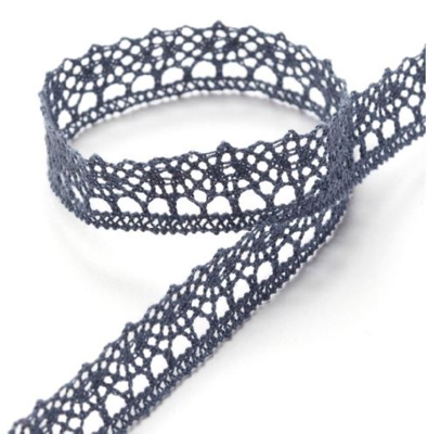 Ruban dentelle 12 mm bleu foncé