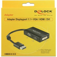 0.16m DisplayPort/VGA+HDMI+DVI 0,16 m VGA (D-Sub)+ HDMI + DVI Noir, Adaptateur