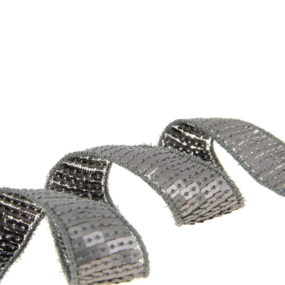 Ruban à sequins gris paillettes 25 mm
