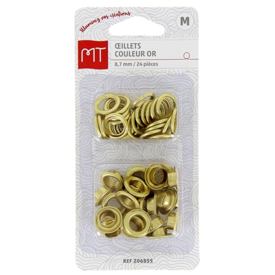 Œillets oeillets 8.7 mm or