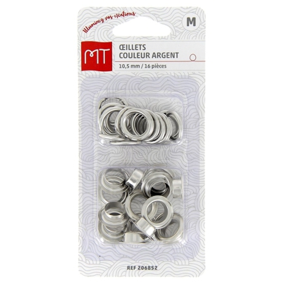 Œillets et rondelles 10.5 mm argent