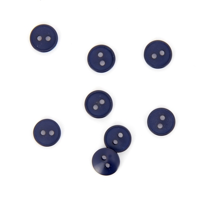Boutons plats 2 trous bleu marine 11 mm