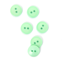 Boutons plats 2 trous vert pastel 15 mm en oferta