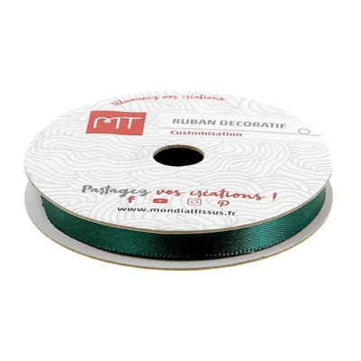 Bobine ruban satin vert foncé 6 mm