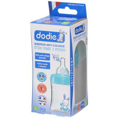 dodie® Initiation+ Biberon Anti-colique 150 ml avec tétine débit 1 décor