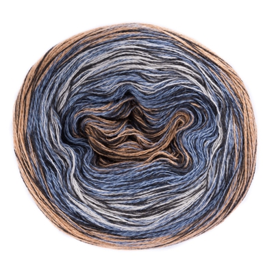 Fil à tricoter tressé mérinos avec dégradé marron/bleu