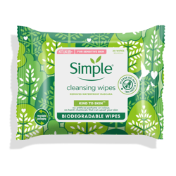 Simple Kind to Skin Biodegradable Cleansing Facial Wipes 20pc en oferta