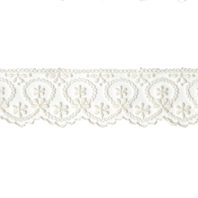 Ruban dentelle fleurs 45 mm écru