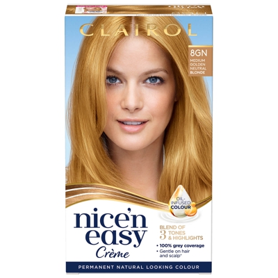 Clairol Nice' n Easy Crème Natural Looking Oil Infused Permanent Hair Dye 177ml (Various Shades) - 8GN Medium Golden Neutral Blonde