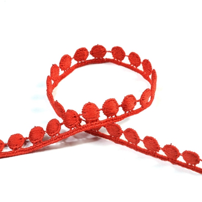 Ruban guipure 10 mm rouge