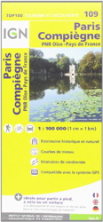 IGN 1 : 100 000 Paris - Compiegne: Top 100 Tourisme et Découverte. Patrimoine historique et naturel / Courbes de niveau / Routes et chemins / Itinéraires de randonnée / Compatible GPS (Ign Map) en oferta