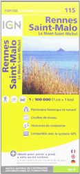 IGN 1 : 100 000 Rennes Saint-Malo: Top 100 Tourisme et Découverte. Patrimoine historique et naturel / Courbes de niveau / Itinéraires de randonnée / Compatible GPS (Ign Map) características