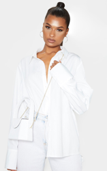 Mini-sac angulaire et structuré blanc effet croco, Blanc precio