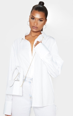 Mini-sac angulaire et structuré blanc effet croco, Blanc