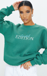 Sweat vert forêt à slogan Limited Edition, Vert forêt características