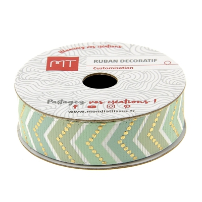 Bobine ruban gros grain chevrons 16 mm