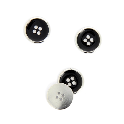 Boutons métal argent et noir 18 mm