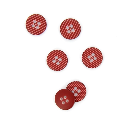 Boutons striés 2 trous rouge bordeaux 14 mm