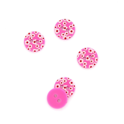Boutons imprimés fleurs rose 13 mm características