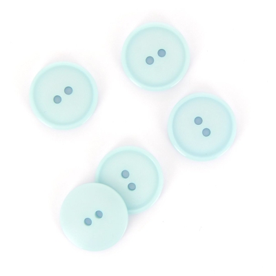 Boutons plats 2 trous bleu clair 15 mm