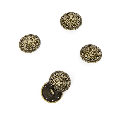 Boutons métal dorés gravés 15 mm