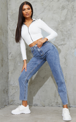 PRETTYLITTLETHING - Jean mom à délavage vintage, Vintage Wash precio