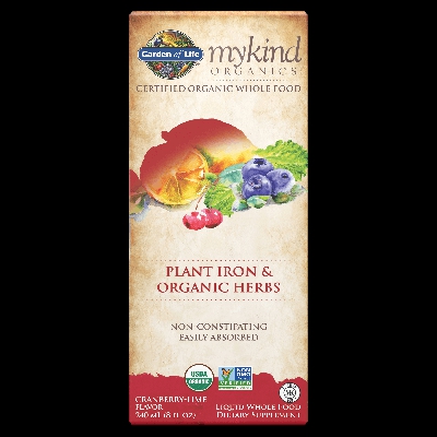 mykind Organics Fer Végétal et Herbes - Canneberge et Citron vert - 240ml