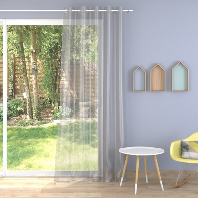 Tissu voile uni plombé gris grande largeur