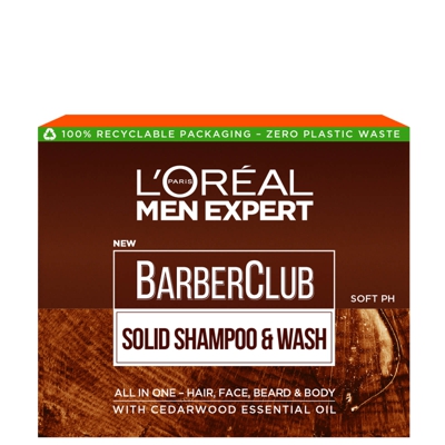 L'Oréal Paris Men Expert Barber Club Solid Shampoo and Wash Bar for Hair, Face, Beard and Body 80ml
