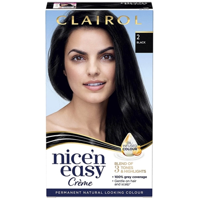 Clairol Nice' n Easy Crème Natural Looking Oil Infused Permanent Hair Dye 177ml (Various Shades) - 2 Black
