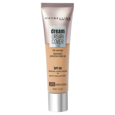 Maybelline Dream Urban Cover SPF50 Foundation 121ml (Various Shades) - 305 Golden Amber