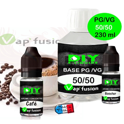 Pack base DIY facile e liquide Café 230 ml Vap'fusion Arôme + Booster