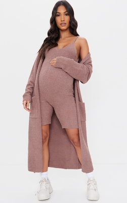 PLT Maternité - Gilet ample en maille chenille camel, Camel