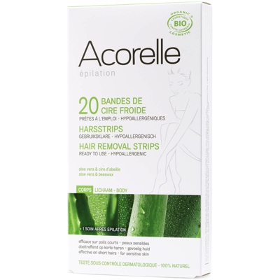 Bandes prêtes à l'emploi pour les jambes à l'aloe vera et à la cire d'abeille Acorelle – 20 bandes