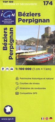 IGN 1 : 100 000 Béziers Perpignan: Top 100 Tourisme et Découverte. Patrimoine historique et naturel / Courbes de niveau / Routes et chemins / Itinéaires de randonnée / Compatible GPS (Ign Map)