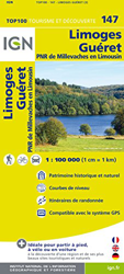 IGN 1 : 100 000 Limoges - Gueret: Top 100 Tourisme et Découverte. Patrimoine historique et naturel. Courbes de niveau. Itinéraires de randonnée. Compatible GPS precio