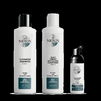 Kit d'Essai 2 Système 3 Étapes pour Cheveux Naturels avec Perte Régulière des Cheveux NIOXIN