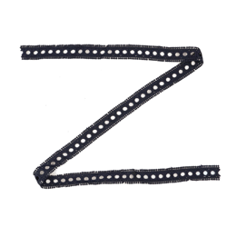 Ruban dentelle avec mini pompons bleu marine precio