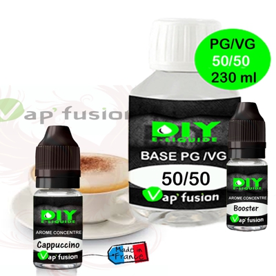 Pack base DIY facile e liquide Cappuccino 230 ml Vap'fusion Arôme + Booster