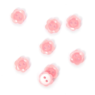 Boutons forme petite fleur rose 13 mm