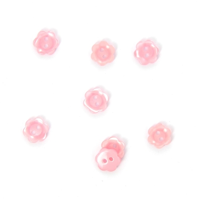 Boutons forme petite fleur rose 10 mm