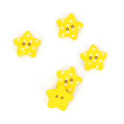 Boutons étoiles jaunes à pois blancs 18 mm precio