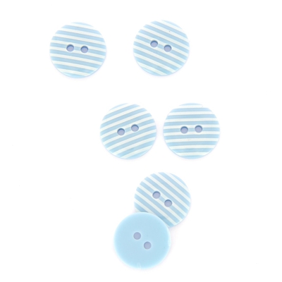 Boutons rayés bleu ciel 15 mm