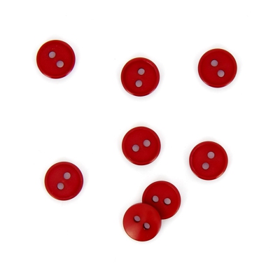 Boutons plats 2 trous rouge foncé 11 mm