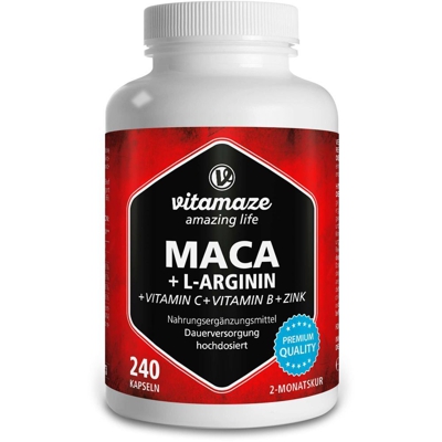 Vitamaze Maca 4000 mg à haute dose + L-Arginine + Vitamines + Zinc